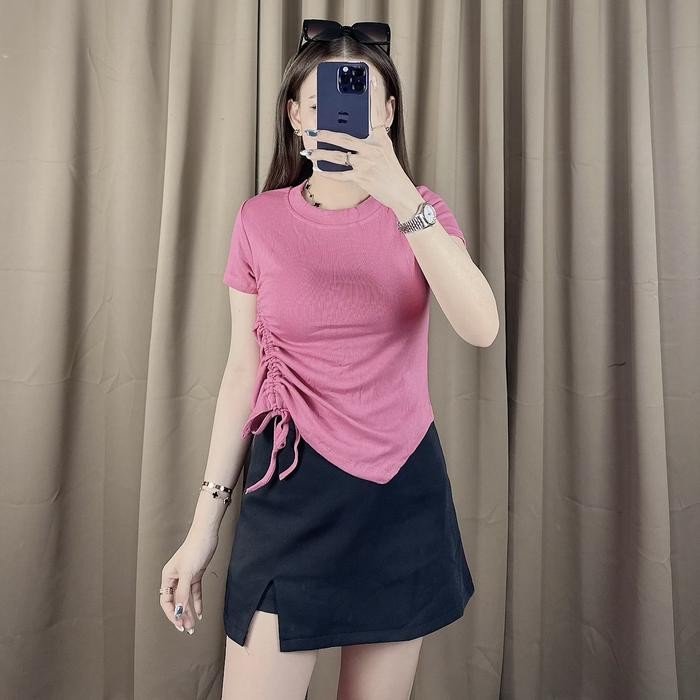 (Excellent) Scrunch rib top atasan rib kerut