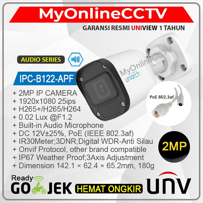 IPC-B122-APF28 APF40 PF28 PF40 2MP Audio Uniarch UNV IP Camera CCTV
