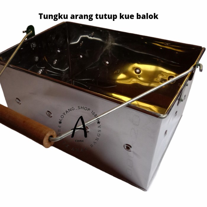 PREMIUM loyang tungku arang tutup kue balok