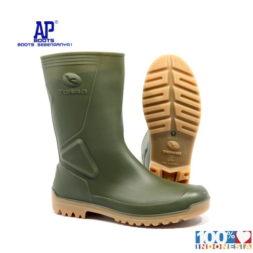 DISKON AP BOOTS TERRA ECO 5 PENDEK HIJAU SIZE 25-27 (37-42) SEPATU BOOTS KARET PENDEK MERK AP BOOTS
