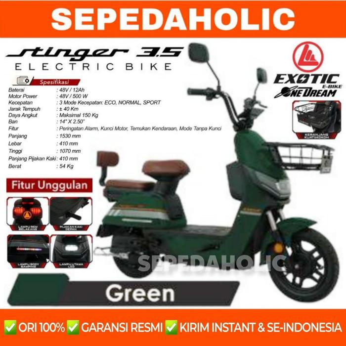 Best seller Sepeda Listrik EXOTIC STINGER 3.5 BY PACIFIC 500 Watt Electric E Bike Terlaris