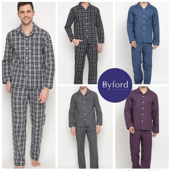 Byford PYJAMAS LONG PANT celana tidur pria panjang piama kolor kotak dalaman Piyama Nyaman