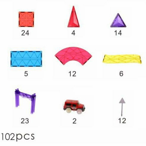 car track magnetic tiles 102 pcs