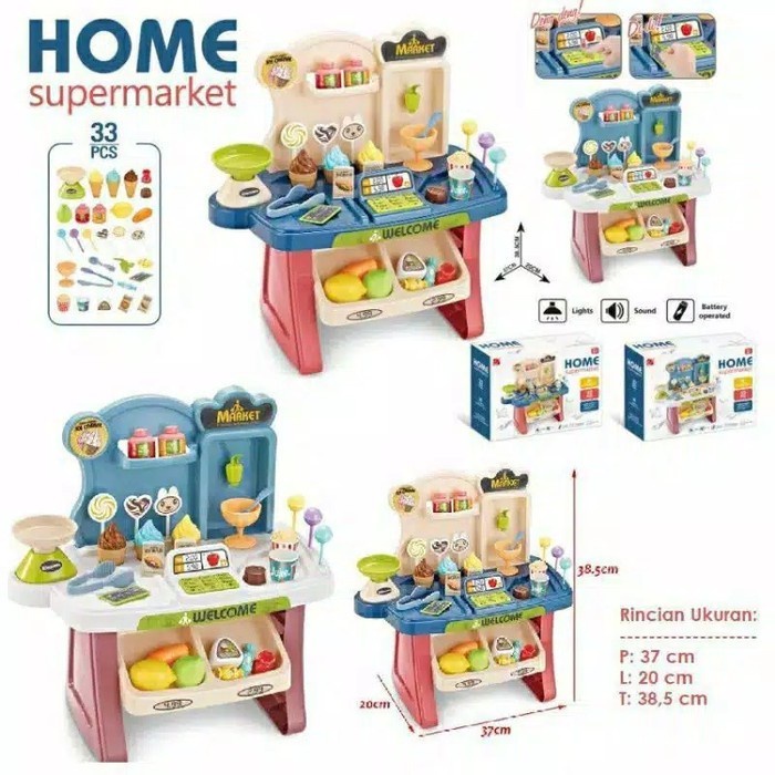 Mainan Anak Home Supermarket Mainan Kasir Supermarket Playset
