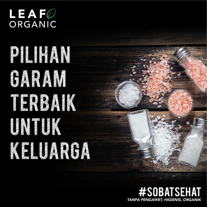 

Promo Terbatas Leaf Organic Natural Sea Salt Fine / Halus, Garam Laut Mineral 1Kg Aman
