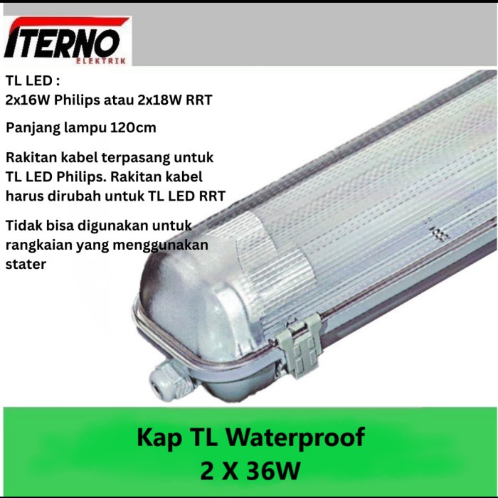 Kap Lampu Waterproof 2x36 2x36W TL LED 2x16W IP65