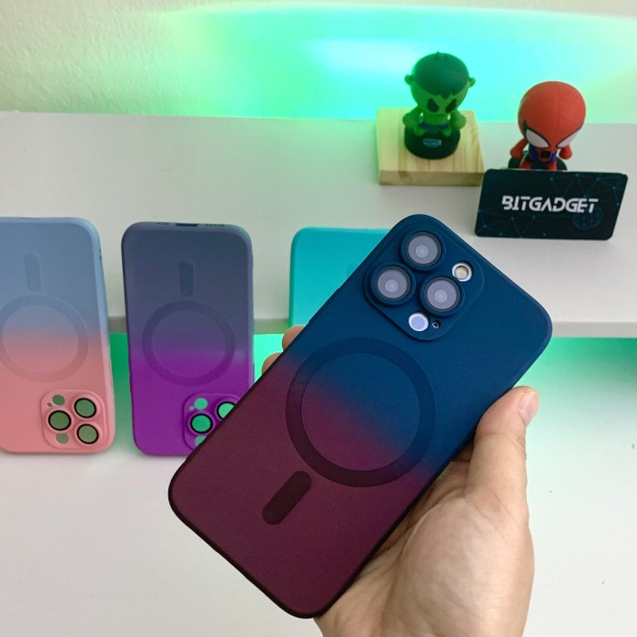 CASING IPHONE 11 12 13 14 PRO MAX MAGSAFE GRADIENT CASE ANTI YELLOWING