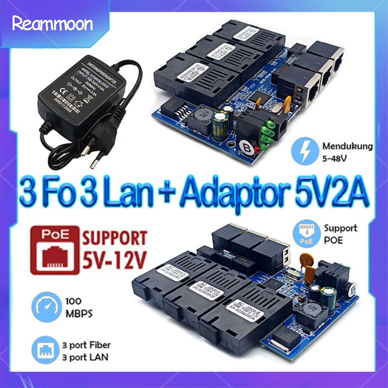 [POE] Converter 3FO 3LAN Pcb Htb 3FO 3Lan Ethernet Switch Support Poe Konverter 3 FO 3 Lan Fiber