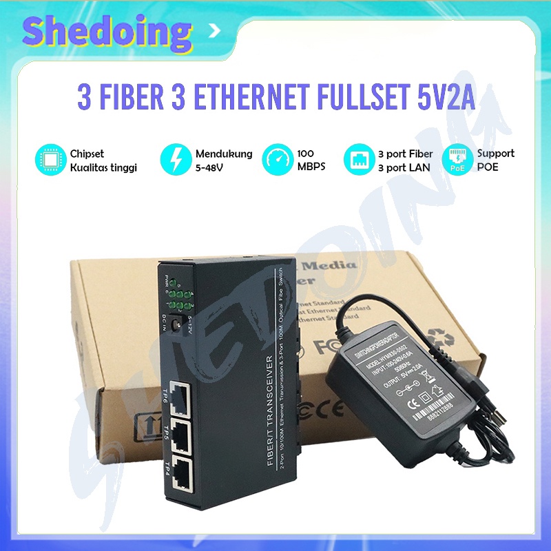 [POE] Converter 3 Fo 3 Lan Adaptor Htb 3Fo 3Lan 100 Mpbs 3F3E Media Converter Htb 3 Fo 3 Lan Poe