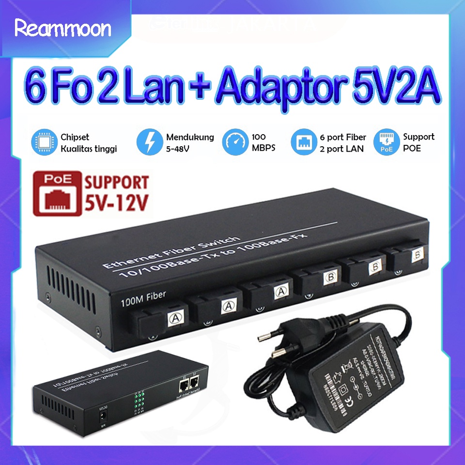 [POE] Htb 6 Fo 2 Lan Sc Kabel Fo 2 Core Media Olt Hioso Htb 6 Fo Converter 6 FO 2 LAN 10/100 Mpbs 6