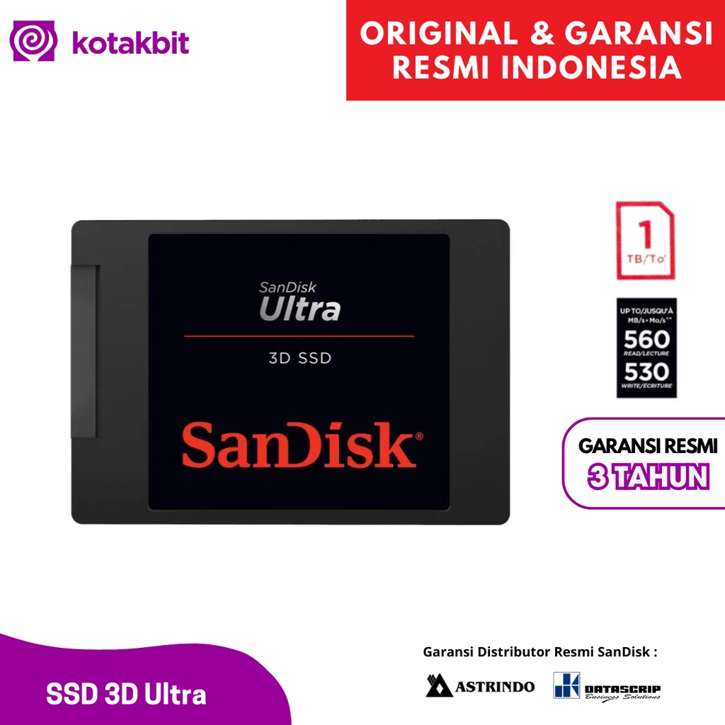 Sandisk SSD 3D Ultra 1TB 1 tb ori original garansi resmi Indonesia -JuaraNyaProduct