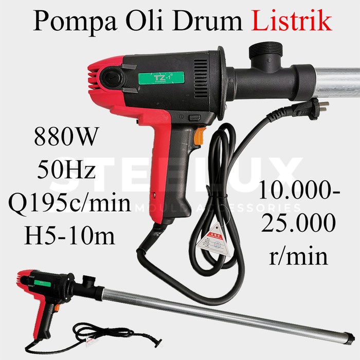Pompa Oli Drum Listrik Otomatis 880W 50Hz 10000-25000R/Min
