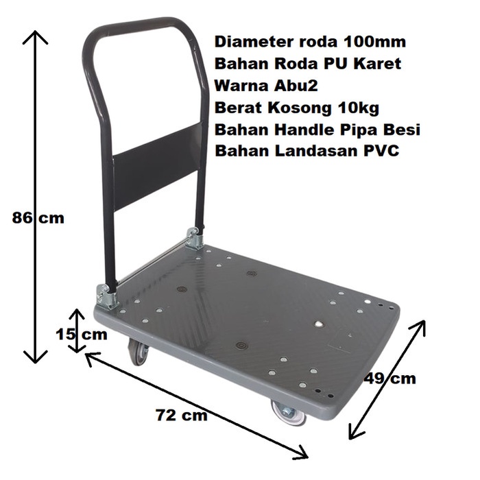 ABU2 Trolly Dorong Heavy Duty 200kg - Kereta Dorong Barang - Troli