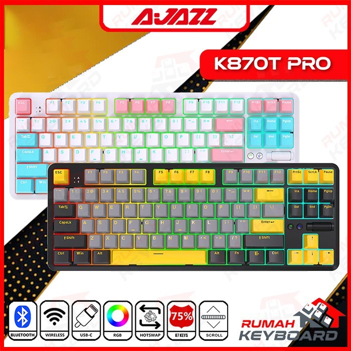 [BestSeller] MECHANICAL KEYBOARD - AJAZZ K870T PRO - 75% - 3 MODE - HOTSWAP - RGB
