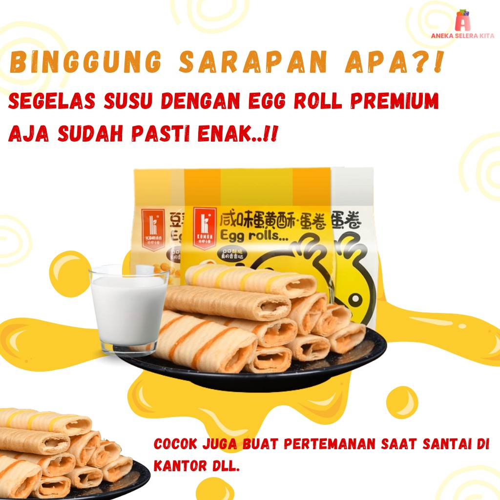 

A Kaman Crispy Egg Roll Rasa Salted Egg, Cheese & Durian / Cemilan Makanan Ringan Semprong 218Gr