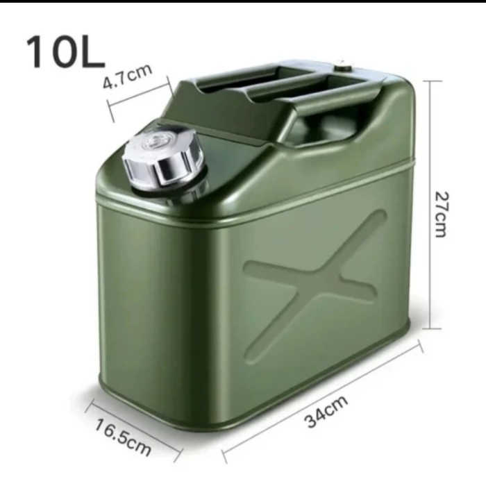 Jerigen 10L Jerry Can 10 Liter Besi Tempat Genset Bbm Bensin Solar