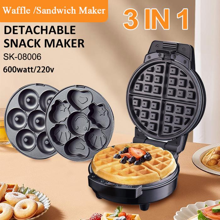 600 Watt Waffle & Sandwich Maker 3in1 Sandwich Maker Cetakan Sandwich Waffle Maker Sandwich Sosis