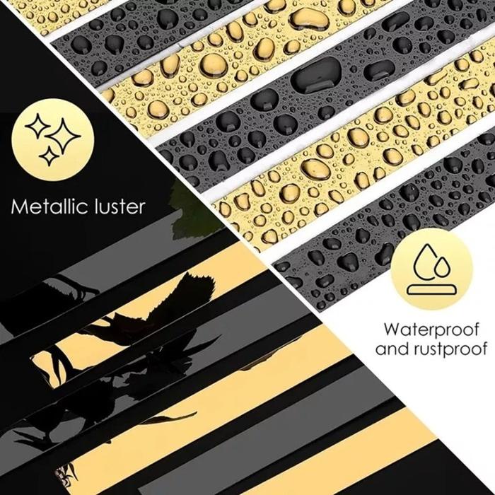 BERKUALITAS Masterhome List Plat Strip Mirror Sticker Dekorasi Dinding Lantai Keramik Tempel