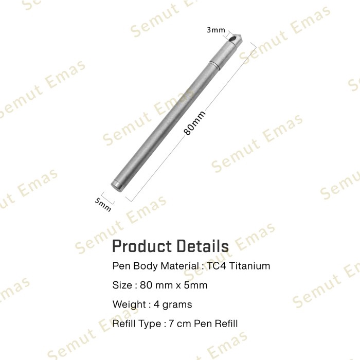 

Ballpoint Tc4 Titanium Mini Screw Cap Keychain Pen Sp-07