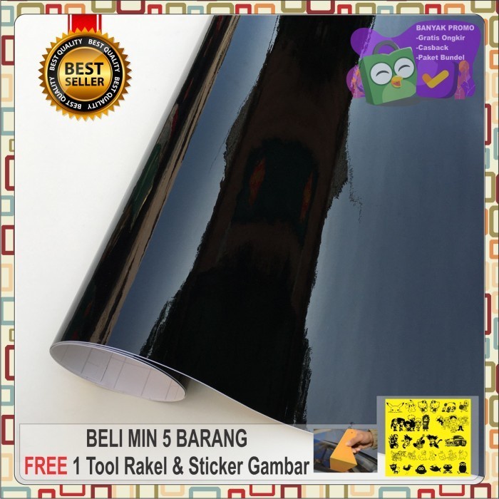 (TopSeller) Stiker hitam glossy/metalic / skotlet hitam glossy/metalik