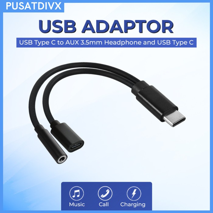 [TopSeller] KABEL ADAPTER 2 IN 1 USB TYPE C TO AUX 3.5MM HEADPHONE TYPEC CONVERTER