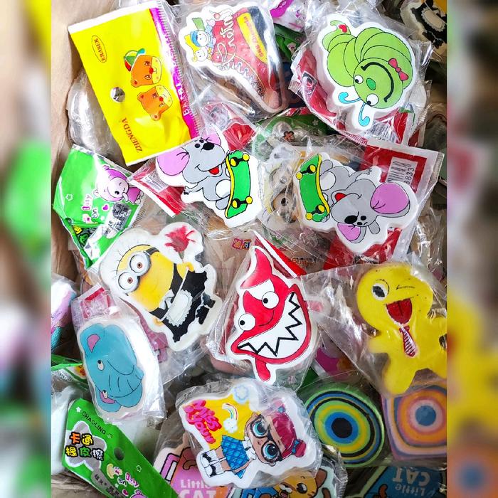 

(12 Pcs) Penghapus /Eraser/Stip Pensil Berbagai Karakter Mix Rendom Medium K3, 1 Lusin