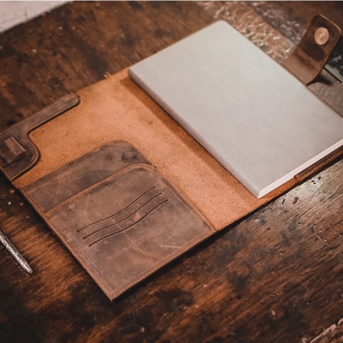 

pintar- Buku Agenda Notebook A5 Cover Kulit - Paul Model V4 TAN *FREE GRAFIR*