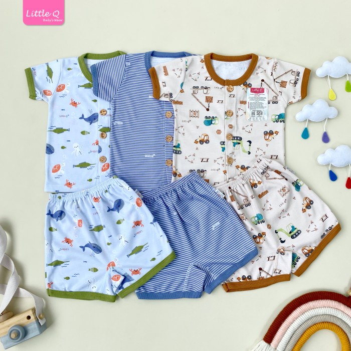 SETELAN BAJU BAYI LAKI-LAKI LITTLE Q 4-16 BULAN