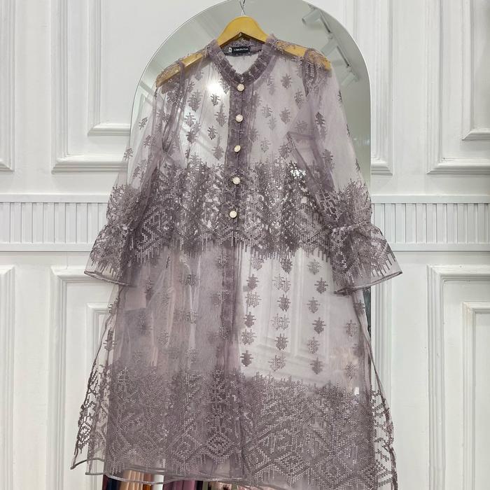 Gaia - Outer Tunik Brukat Tile Sapto Wanita Pesta Mewah Muslim Nyaman Brokat Kondangan Gamis Dewasa