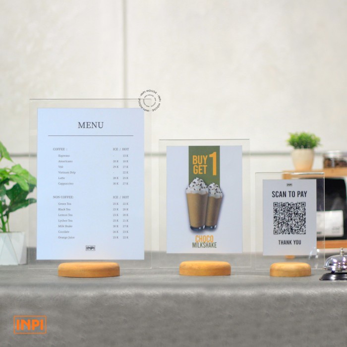

pintar- Sign Standing Menu Kayu Akrilik - INPI House
