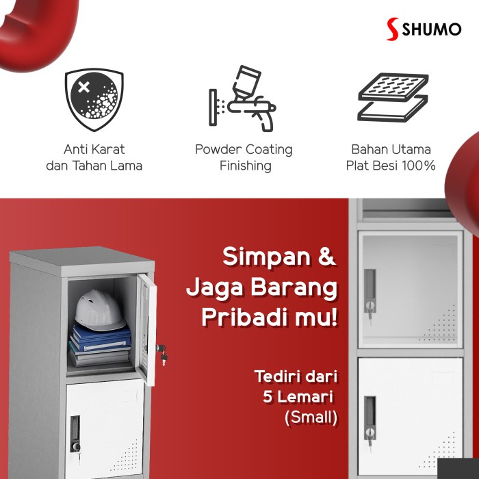 

pintar- Lemari Loker Besi 5 pintuLocker Kantor Dokumen File