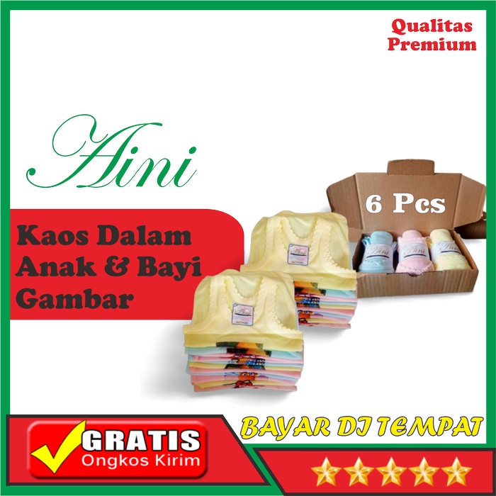 6 Pcs Pakaian Kaos Dalam Anak Dan Bayi Laki Laki Karakter Sablon