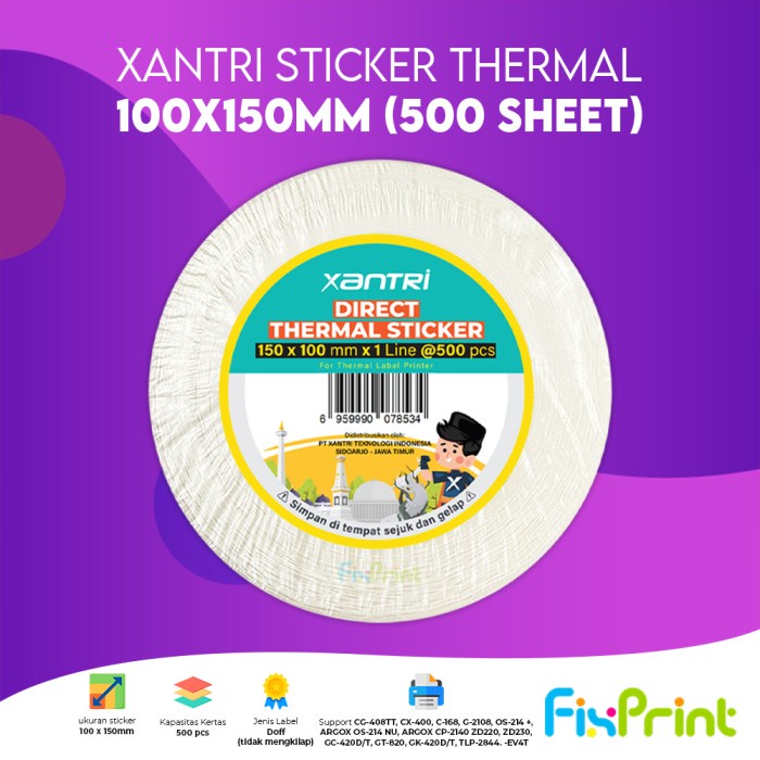 

pintar- Kertas Label Thermal 100x150 Sticker Resi Barcode 100 x 150mm 500pcs