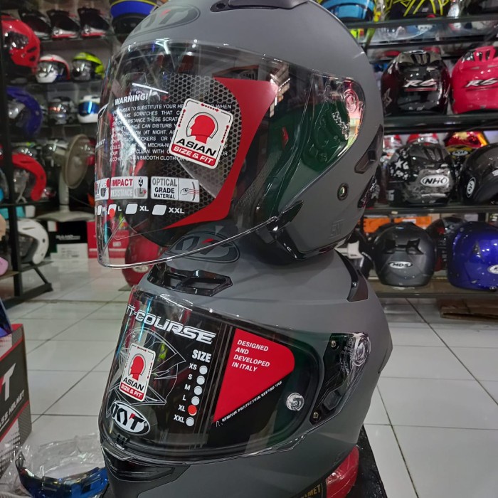 Helm Couple Kyt Tt Course Plain Matt Gorila Grey Kyt Galaxy Flat R