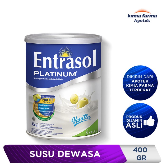 

BARANG TERLARIS ENTRASOL SENIOR VANILA 400 GR / SUSU DEWASA / KIMIA FARMA