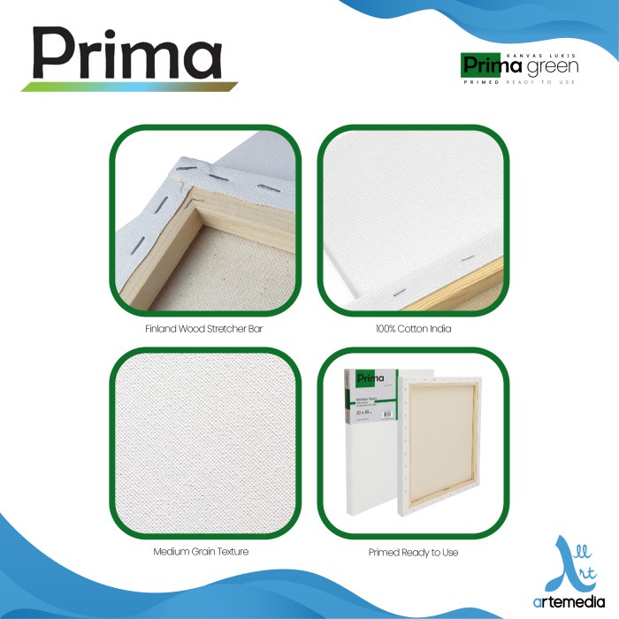 

pintar- Kanvas Lukis Prima Green 20x20cm Value Set 3 Cotton Canvas