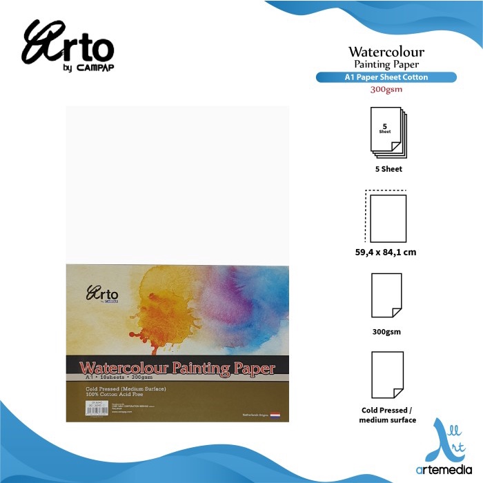 

pintar- Kertas Cat Air Arto A1 Watercolor Paper Sheet