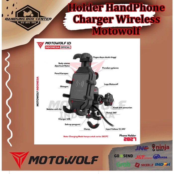 Motowolf Phone Holder Wireless Charger Holder HP Motowolf