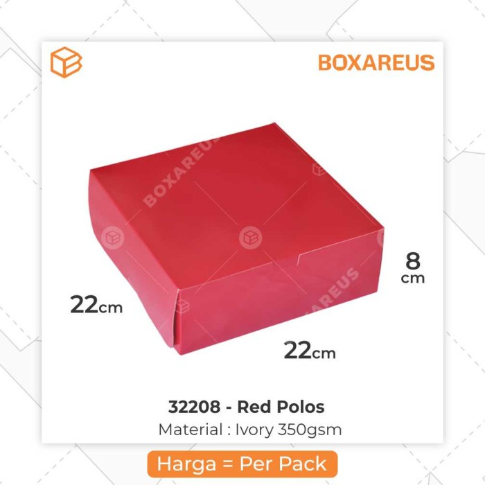 

party- Cake Box / Dus kue / Gift Box / Souvenir / 32208 Red Polos