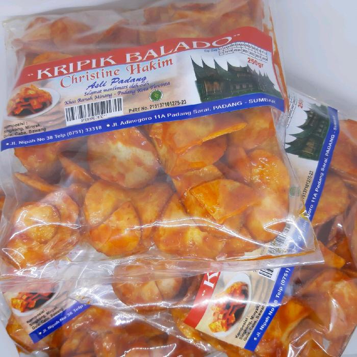 

..... Kripik Balado Christine Hakim (Asli Padang) Keripik 250 Gr Jakarta Snack House Bulat Panjang