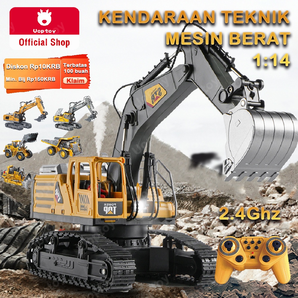 UOPTOY MAINAN MOBIL EXCAVATOR REMOTE CONTROL 1:14 RC EXCAVATOR RC CRAWLER KENDARAAN TEKNIK MESIN