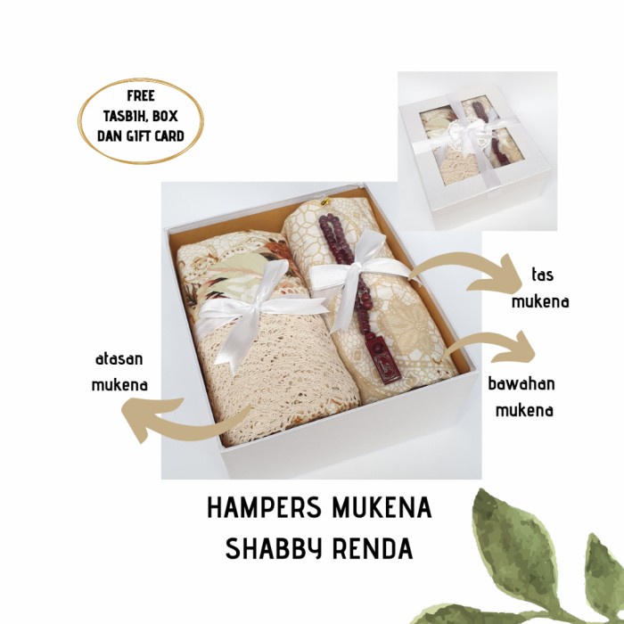 

party- HAMPERS MUKENA SHABBY RENDA DAN SAJADAH FREE BOX DAN TASBIH