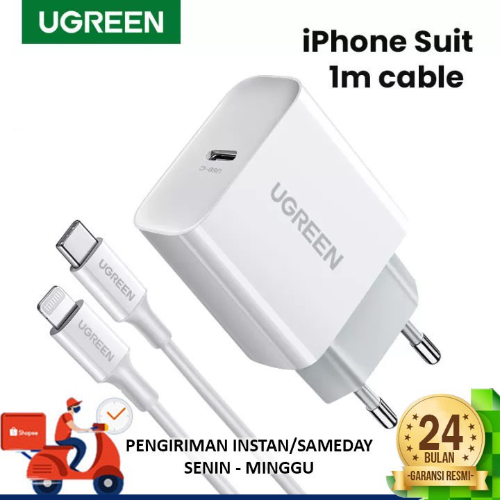 TerLengkapDong- Kepala Fast Charger Ori iPhone 14 13 12 11 X Xs Xr 8 SE mini pro max Ugreen MFi 20W