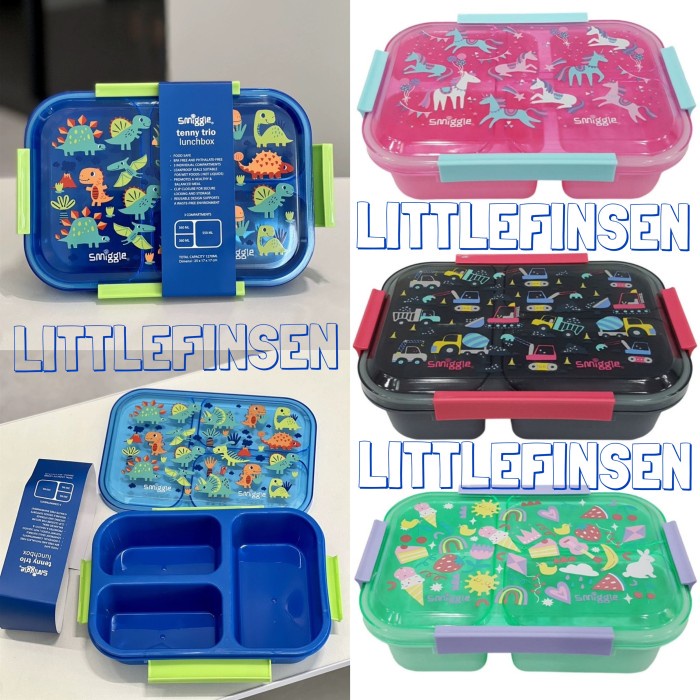 PREMIUM Lunch box smiggle sekat 3 leakproof/kotak makan sekat dino unicorn