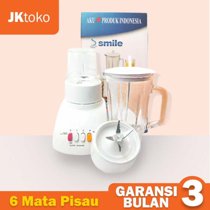 PREMIUM Blender Kaca 2in1 Blender Daging Buah National Smile 6 Mata Pisau
