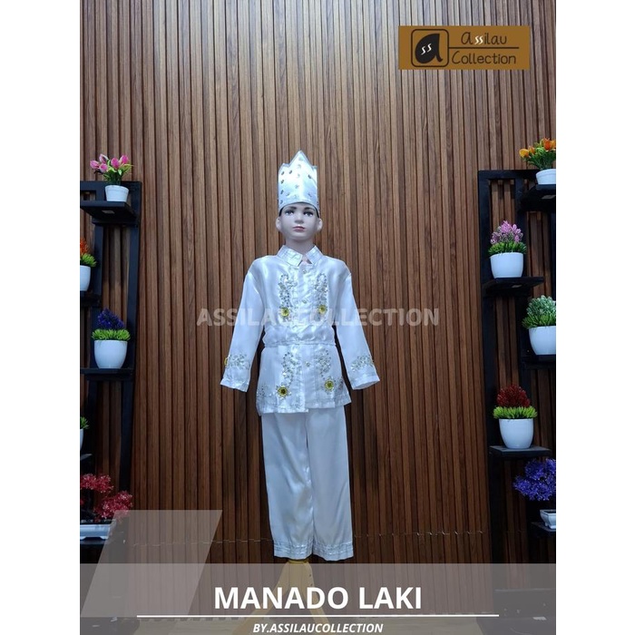 Kebaya Baju Adat Anak Sulawesi Utara/Manado Satuan (Laki/Cewek) Pakaian Aksesoris