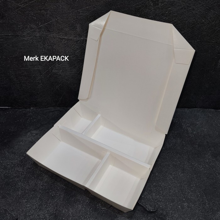 PREMIUM Lunch Box sekat 4 isi 100 pc Paper Rice Box Dus Nasi Ergopak