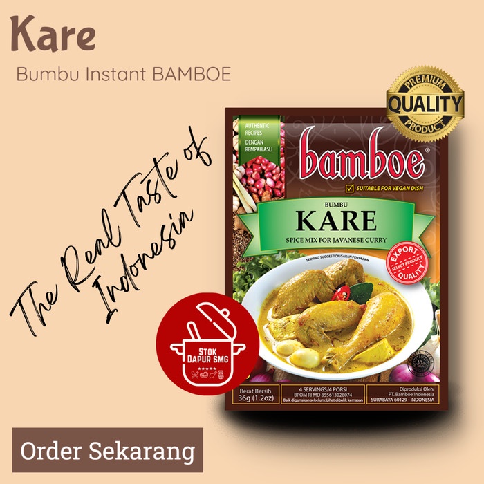 

TF636 Bumbu Masak Instan BAMBOE Indonesia Export Quality KARE 36gr STOK TERBATAS
