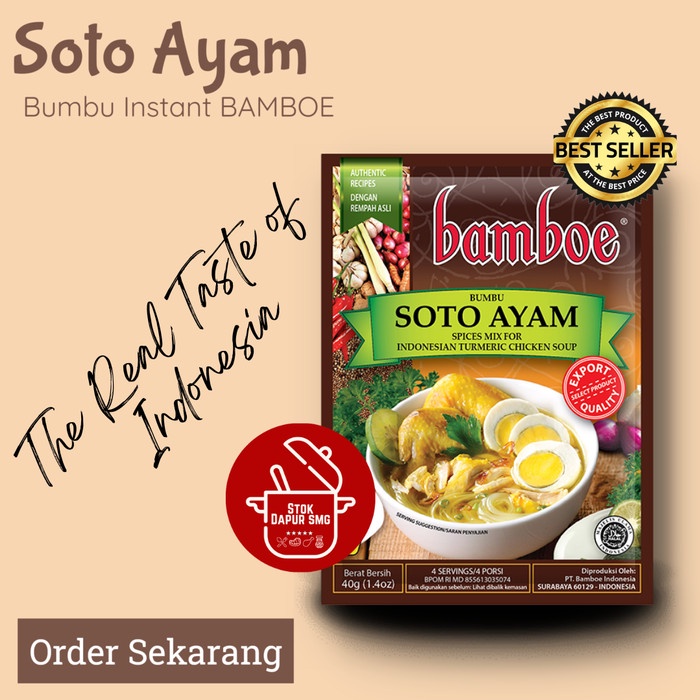 

QD421 Bumbu Masak Instan BAMBOE Indonesia Export Quality SOTO AYAM 40gr FREE ONGKIR