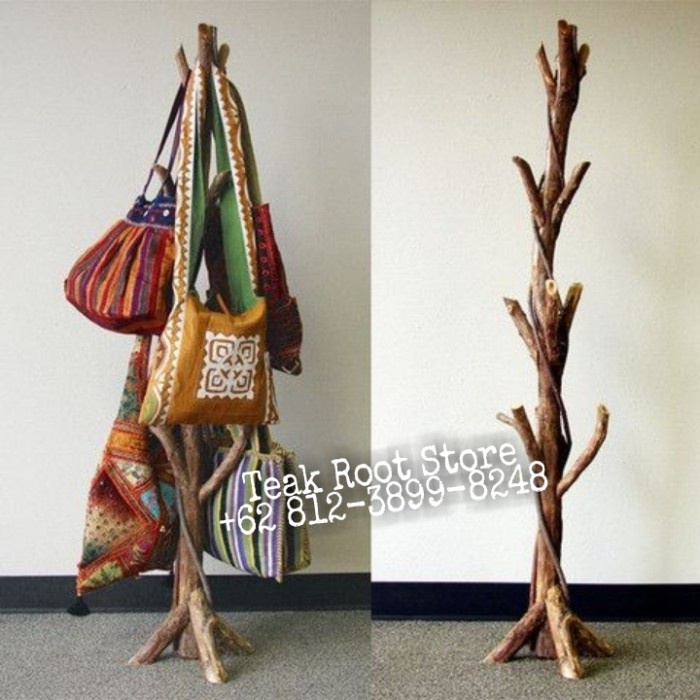 PREMIUM Gantungan Tas Berdiri Akar Kayu Jati